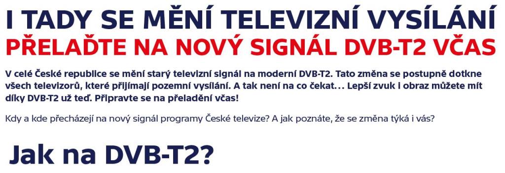 DVB T2 přechod na nový televizní systém 11/2019